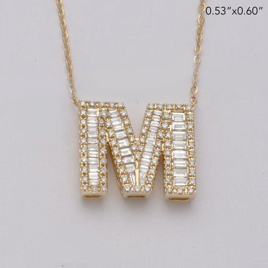 14KY 0.70CTW BAGUETTE DIAMOND ALPHABET NECKLACE