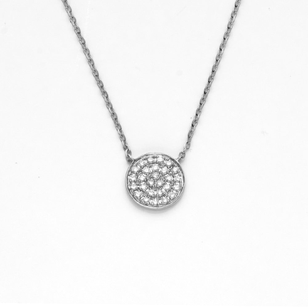 14KW 0.20CTW DIAMOND FLAT DISC NECKLACE