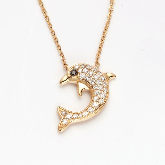 14KY 0.25CT DIAMOND DOLPHIN NECKLACE