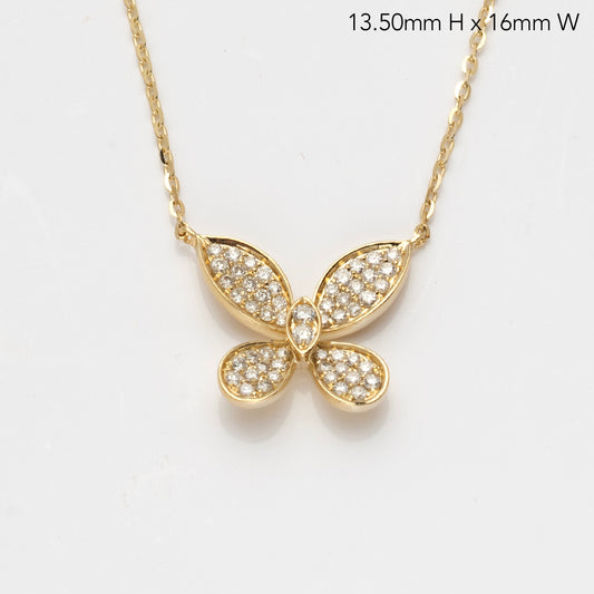 14KY 0.35CTW DIAMOND BUTTERFLY NECKLACE