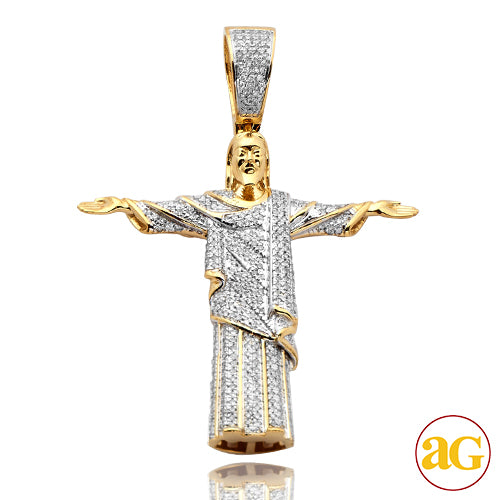 10KY 0.80 CTW DIAMOND BRAZILIAN JESUS PENDANT