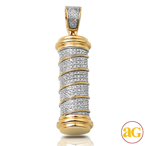 10KY 0.65CTW DIAMOND CYLINDER BARBER POLE PENDANT