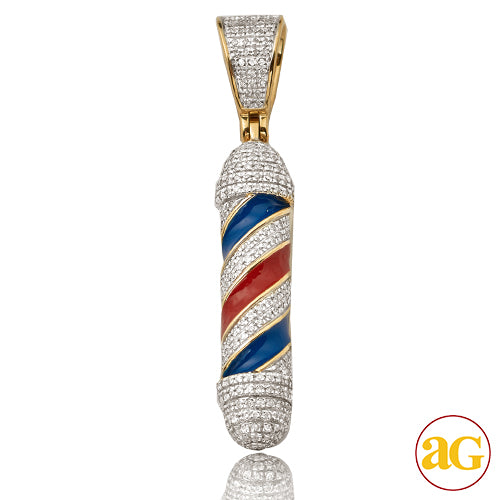 10KY 0.50CTW DIAMOND BARBER POLL PENDANT W/ENAMEL