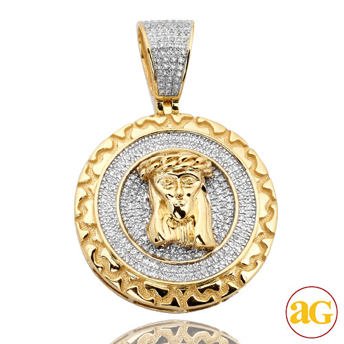 10KY 0.75CTW DIAMOND JESUS MEDALLION WITH NUGGET B