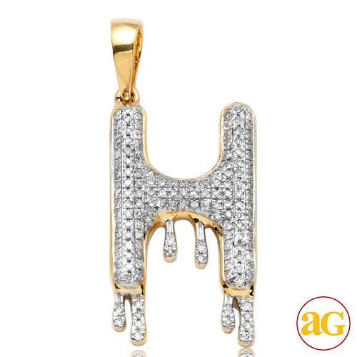 10KY 0.40CTW DIAMOND DRIPPING INITIAL PENDANT